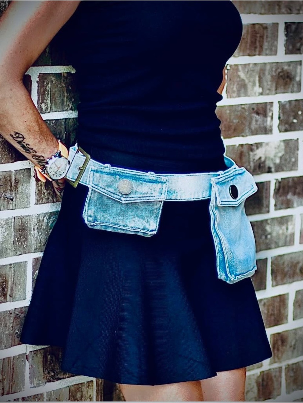 Denim Pouch Belt